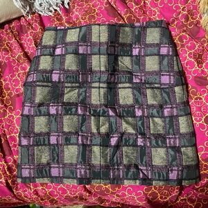 Marni quilted wool blend mini skirt pockets gold purple Italy S M 38 plaid